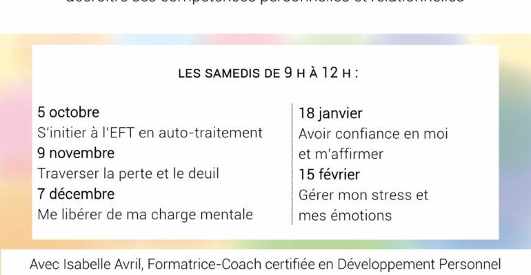 Ateliers Auto-Coaching - MJC - saison 2024-2025 - par Isabelle AVRIL